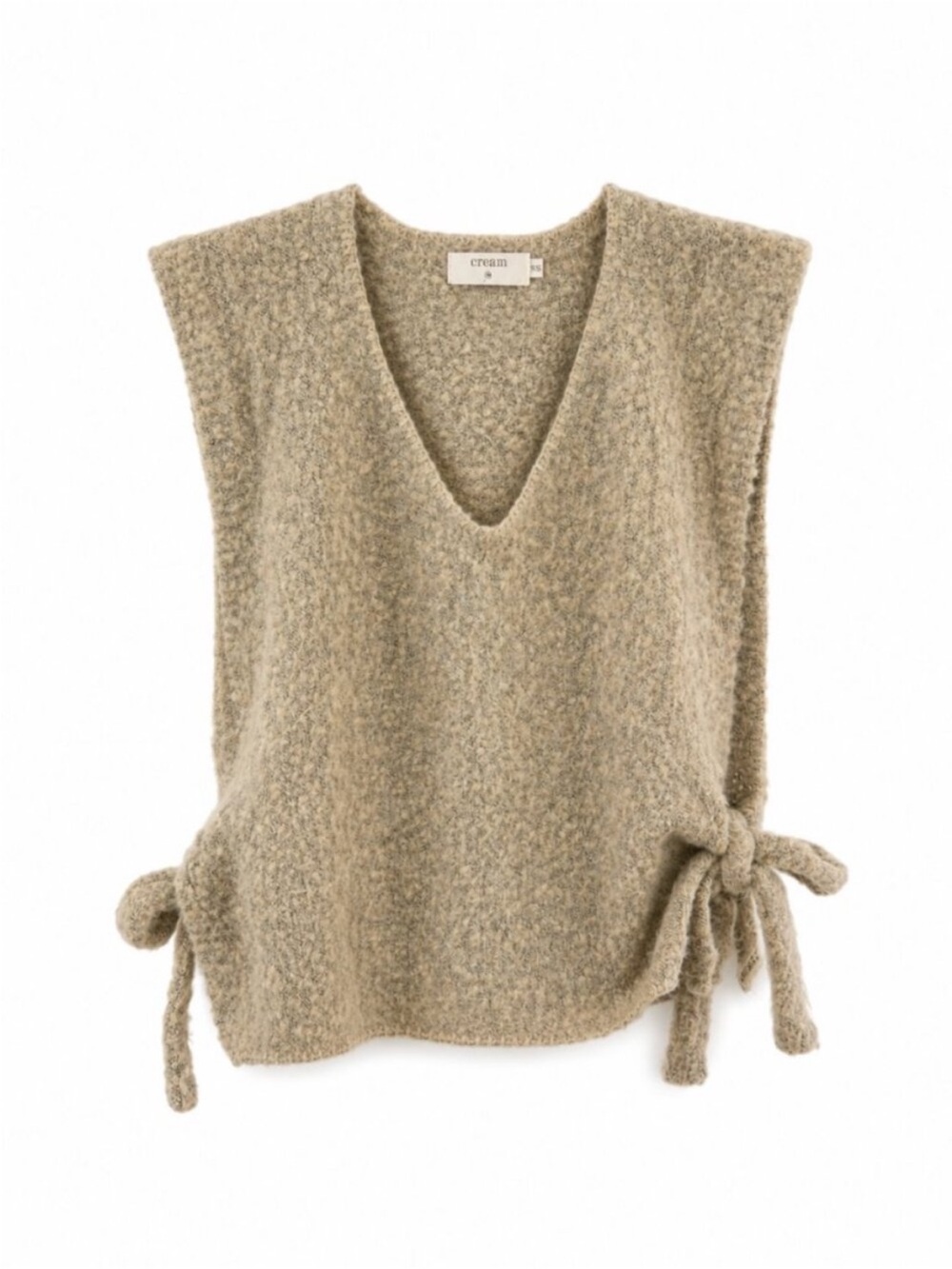 Cream Knit V-Neck Women’s Top
